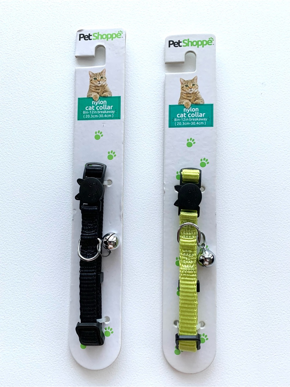 NWT Set of 2 Cat Collars with Bell - Black and Lime